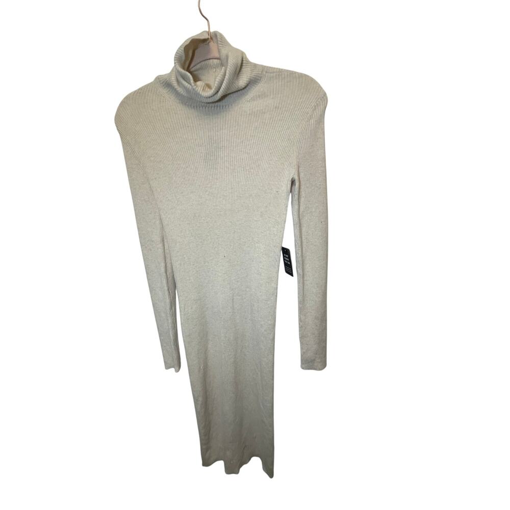 NWT Express Ribbed Mock Neck Sculpted Long Sleeve Sweater Dress Preppy Minimal
